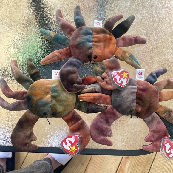 Bundle of 3 Claude the Crab Rare  Beanie Baby 1996 Vintage Collectible - Picture 1 of 6